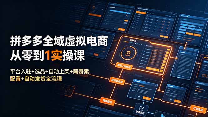 （19139期）拼多多全域虚拟电商从零到1实操课：平台入驻+选品+自动上架+阿奇索配置+自动发货全流程汇创网-网创项目_汇创网_中创网_福缘网_冒泡网_网创项目平台汇创网