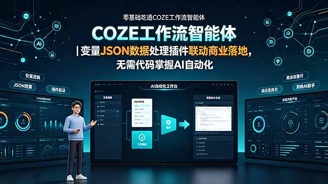 （19243期）零基础吃透COZE工作流智能体｜变量JSON数据处理插件联动商业落地，无需代码掌握AI自动化汇创网-网创项目_汇创网_中创网_福缘网_冒泡网_网创项目平台汇创网