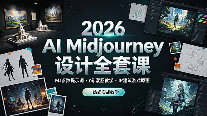 （19209期）2026 AI Midjourney设计全套课，MJ参数提示词niji混图教学，IP建筑游戏原画一站式实战教学汇创网-网创项目_汇创网_中创网_福缘网_冒泡网_网创项目平台汇创网