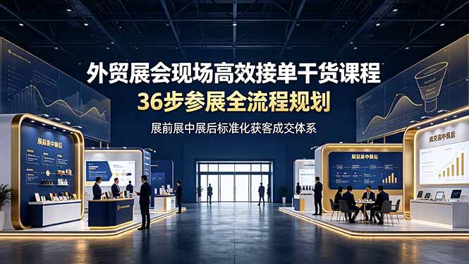 （19157期）外贸展会现场高效接单干货课程，36步参展全流程规划，展前展中展后标准化获客成交体系汇创网-网创项目_汇创网_中创网_福缘网_冒泡网_网创项目平台汇创网
