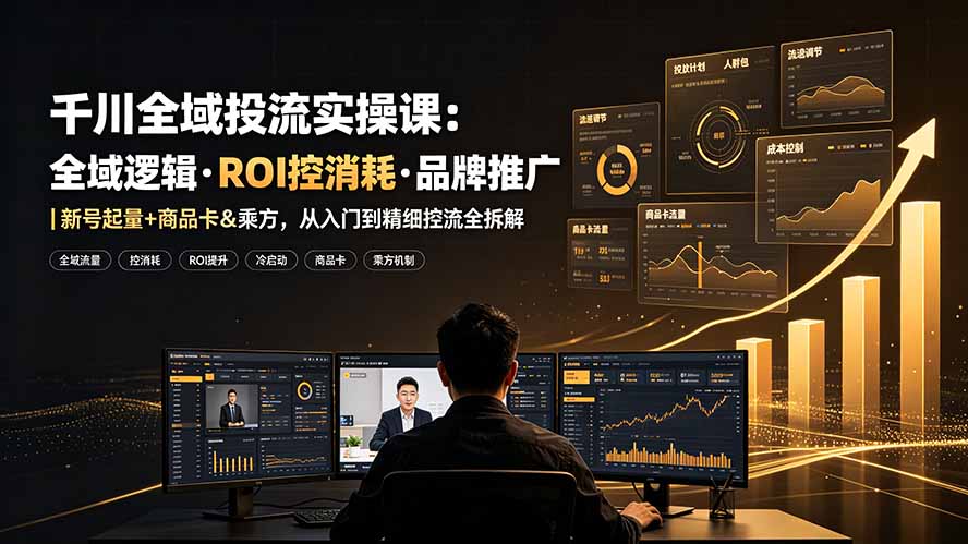 （19249期）千川全域投流实操课：全域逻辑·ROI控消耗·品牌推广｜新号起量+商品卡&乘方，从入门到精细控流全拆解汇创网-网创项目_汇创网_中创网_福缘网_冒泡网_网创项目平台汇创网