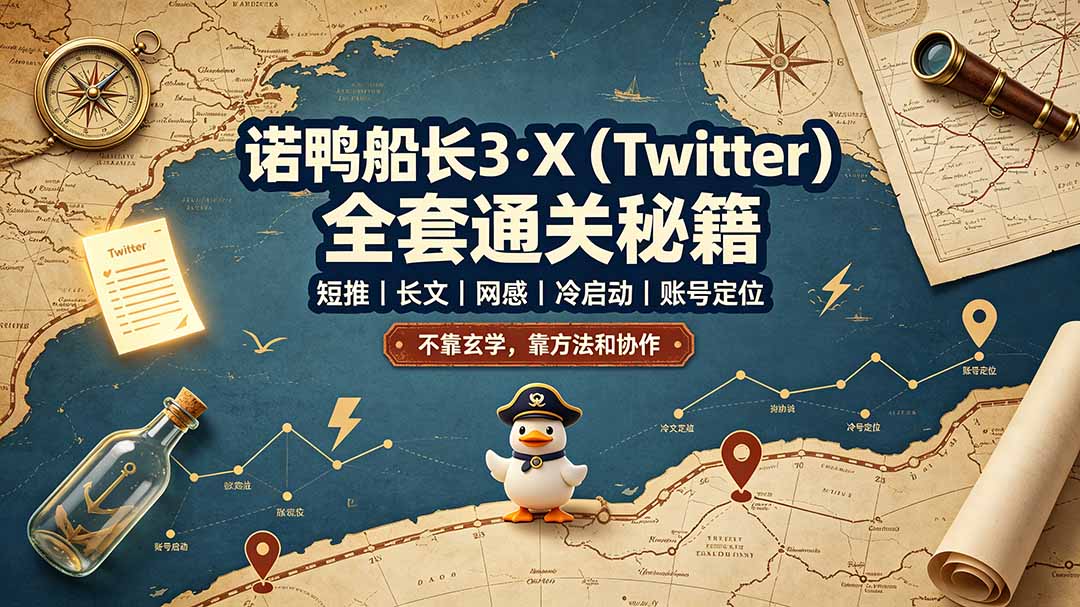 （19215期）诺鸭船长3·X（Twitter）全套通关秘籍，短推、长文、网感、冷启动、账号定位，不靠玄学，靠方法和协作汇创网-网创项目_汇创网_中创网_福缘网_冒泡网_网创项目平台汇创网