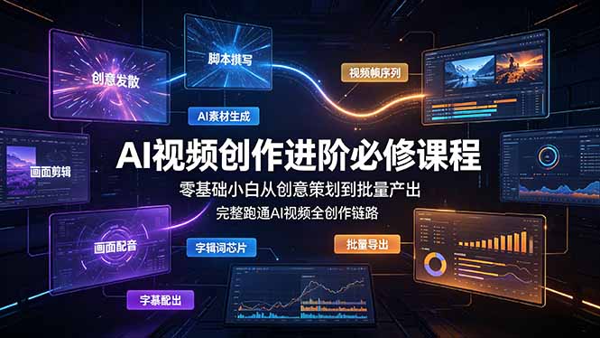 (19159期)AI视频创作进阶必修课程:零基础小白从创意策划到批量产出,完整跑通AI视频全创作链路汇创网-网创项目_汇创网_中创网_福缘网_冒泡网_网创项目平台汇创网