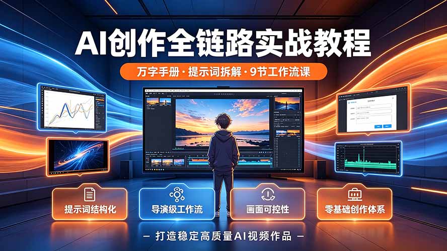 （19247期）AI创作全链路实战教程｜万字手册·提示词拆解·9节工作流课，打造稳定高质量AI视频作品汇创网-网创项目_汇创网_中创网_福缘网_冒泡网_网创项目平台汇创网
