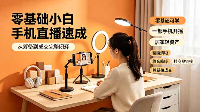 （19231期）零基础小白手机直播速成，从筹备到成交完整闭环，适配苹果安卓系统，解决杂音卡顿留人难问题汇创网-网创项目_汇创网_中创网_福缘网_冒泡网_网创项目平台汇创网