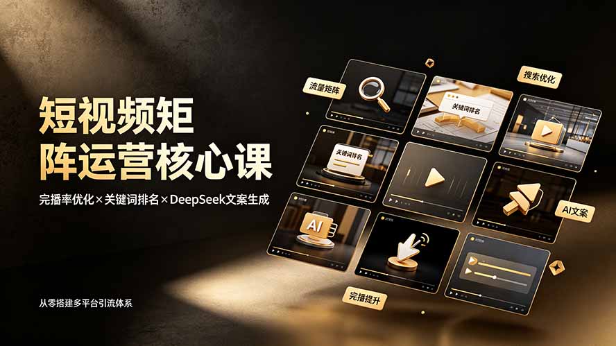 （19259期）短视频矩阵运营核心课：完播率优化×关键词排名×DeepSeek文案生成，从零搭建多平台引流体系汇创网-网创项目_汇创网_中创网_福缘网_冒泡网_网创项目平台汇创网