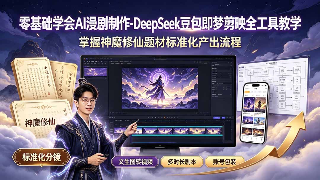 （19263期）零基础学会AI漫剧制作-DeepSeek豆包即梦剪映全工具教学，掌握神魔修仙题材标准化产出流程汇创网-网创项目_汇创网_中创网_福缘网_冒泡网_网创项目平台汇创网