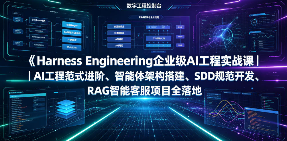 Harness Engineering企业级AI工程实战课｜AI工程范式进阶、智能体架构搭建、SDD规范开发、RAG智能客服项目全落地汇创网-网创项目_汇创网_中创网_福缘网_冒泡网_网创项目平台汇创网