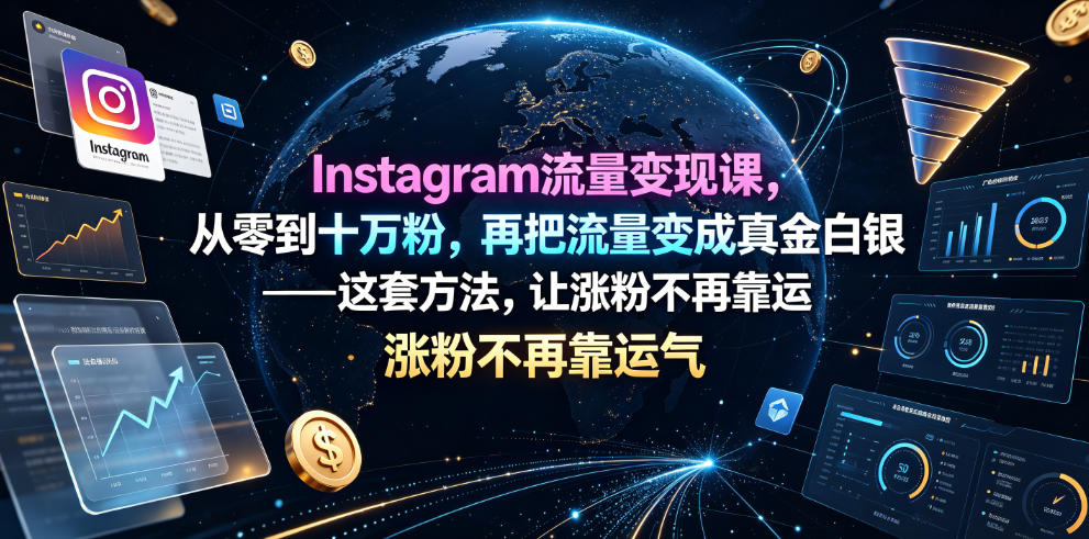 Instagram流量变现课，从零到十万粉，再把流量变成真金白银——这套方法，让涨粉不再靠运气【原创双语字幕】汇创网-网创项目_汇创网_中创网_福缘网_冒泡网_网创项目平台汇创网