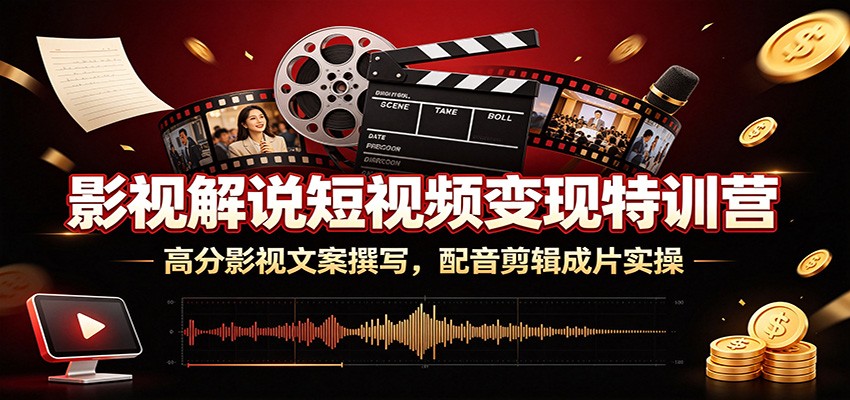 影视解说短视频变现特训营：高分影视文案撰写，配音剪辑成片实操汇创网-网创项目_汇创网_中创网_福缘网_冒泡网_网创项目平台汇创网