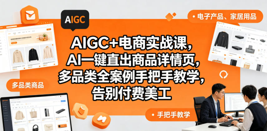 AIGC+电商实战课，AI一键直出商品详情页，多品类全案例手把手教学，告别付费美工（更新0704）汇创网-网创项目_汇创网_中创网_福缘网_冒泡网_网创项目平台汇创网