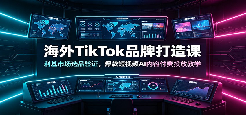 海外TikTok品牌打造课：利基市场选品验证，爆款短视频AI内容付费投放教学汇创网-网创项目_汇创网_中创网_福缘网_冒泡网_网创项目平台汇创网