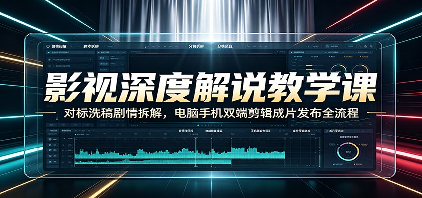 影视深度解说教学课：对标洗稿剧情拆解，电脑手机双端剪辑成片发布全流程汇创网-网创项目_汇创网_中创网_福缘网_冒泡网_网创项目平台汇创网