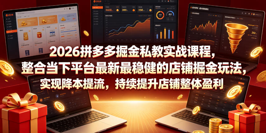 2026拼多多掘金私教实战课程，整合当下平台最新最稳健的店铺掘金玩法，实现降本提流，持续提升店铺整体盈利汇创网-网创项目_汇创网_中创网_福缘网_冒泡网_网创项目平台汇创网