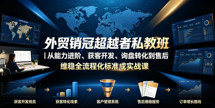 外贸销冠超越者私教班｜从能力进阶、获客开发、询盘转化到售后维稳全流程标准化成交实战课汇创网-网创项目_汇创网_中创网_福缘网_冒泡网_网创项目平台汇创网