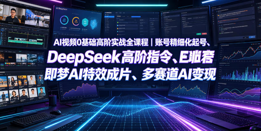 AI视频0基础高阶实战全课程｜账号精细化起号、DeepSeek高阶指令、即梦AI特效成片、多赛道AI短视频量产变现汇创网-网创项目_汇创网_中创网_福缘网_冒泡网_网创项目平台汇创网