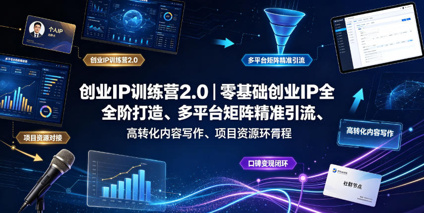 创业IP训练营2.0｜零基础创业IP全阶打造、多平台矩阵精准引流、高转化内容写作、项目资源对接与口碑变现闭环课程汇创网-网创项目_汇创网_中创网_福缘网_冒泡网_网创项目平台汇创网