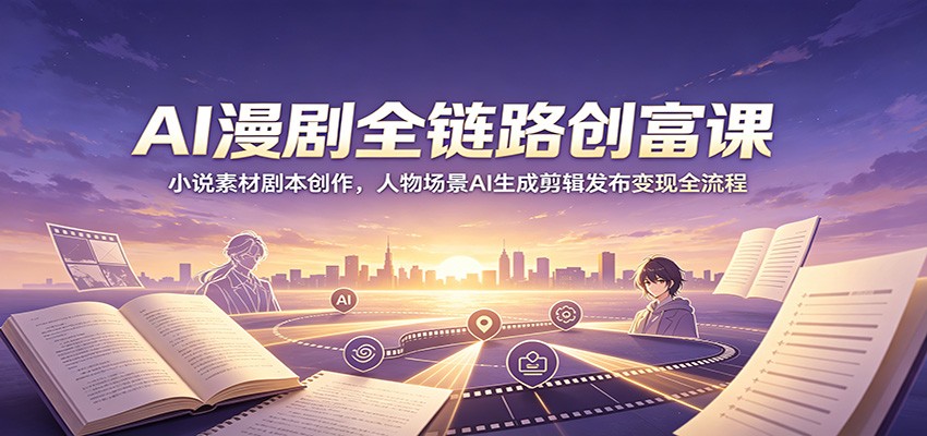 AI漫剧全链路创富课:小说素材剧本创作,人物场景AI生成剪辑发布变现全流程汇创网-网创项目_汇创网_中创网_福缘网_冒泡网_网创项目平台汇创网