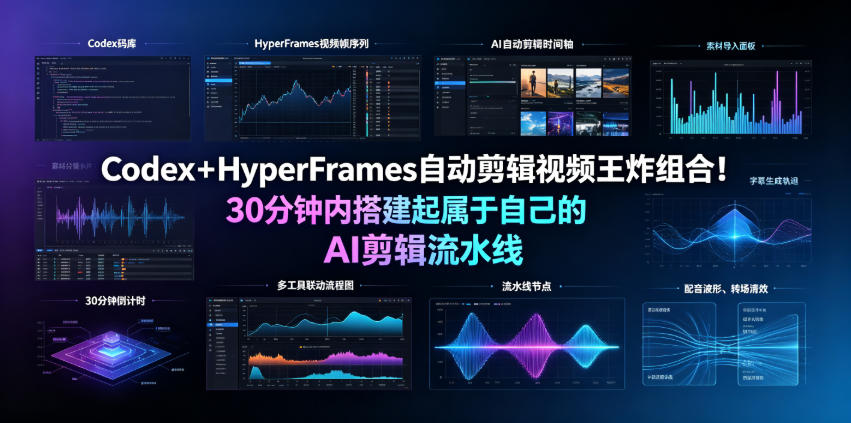 Codex+HyperFrames自动剪辑视频王炸组合!30分钟内搭建起属于自己的AI剪辑流水线(完整版实操教程手册)汇创网-网创项目_汇创网_中创网_福缘网_冒泡网_网创项目平台汇创网