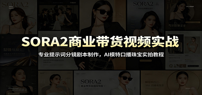 SORA2商业带货视频实战：专业提示词分镜剧本制作，AI模特口播珠宝实拍教程汇创网-网创项目_汇创网_中创网_福缘网_冒泡网_网创项目平台汇创网