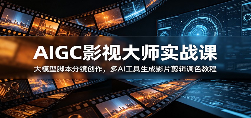 AIGC影视大师实战课：大模型脚本分镜创作，多AI工具生成影片剪辑调色教程汇创网-网创项目_汇创网_中创网_福缘网_冒泡网_网创项目平台汇创网
