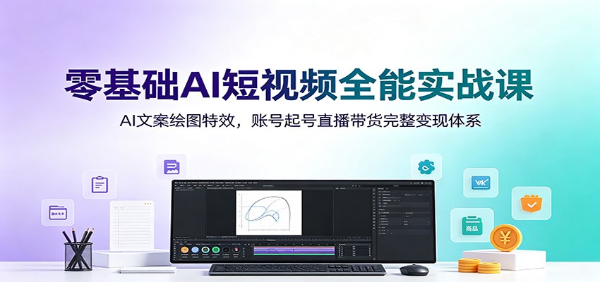 零基础AI短视频全能实战课：AI文案绘图特效，账号起号直播带货完整变现体系汇创网-网创项目_汇创网_中创网_福缘网_冒泡网_网创项目平台汇创网