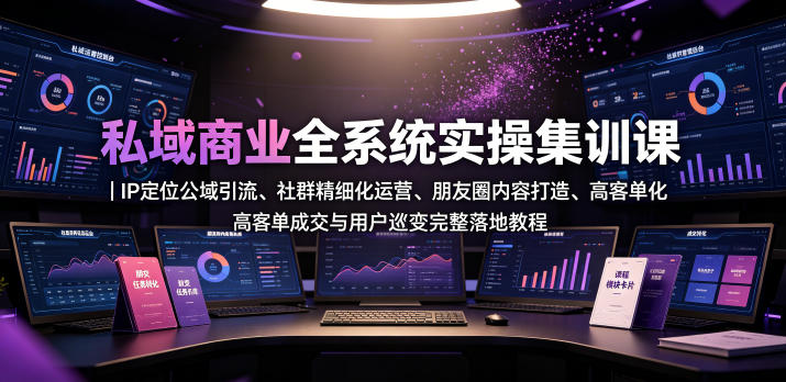 私域商业全系统实操课｜IP定位公域引流、社群精细化运营、朋友圈内容打造、高客单成交与用户裂变完整落地教程汇创网-网创项目_汇创网_中创网_福缘网_冒泡网_网创项目平台汇创网