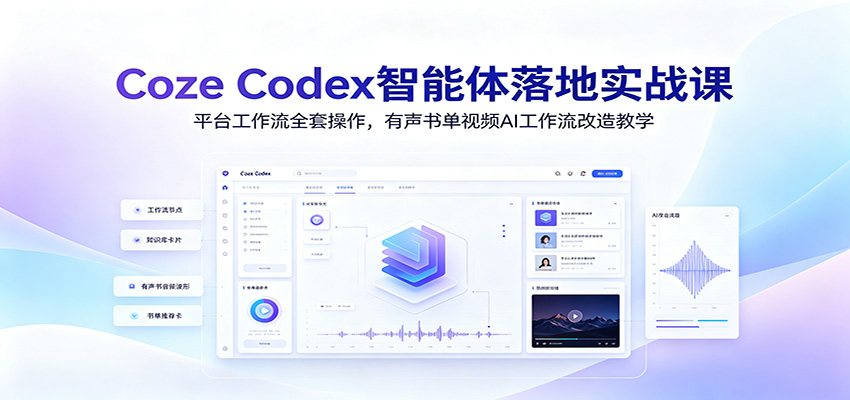 Coze Codex智能体落地实战课：平台工作流全套操作，有声书单视频AI工作流改造教学汇创网-网创项目_汇创网_中创网_福缘网_冒泡网_网创项目平台汇创网