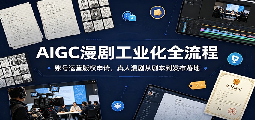 AIGC漫剧工业化全流程：账号运营版权申请，真人漫剧从剧本到发布落地汇创网-网创项目_汇创网_中创网_福缘网_冒泡网_网创项目平台汇创网